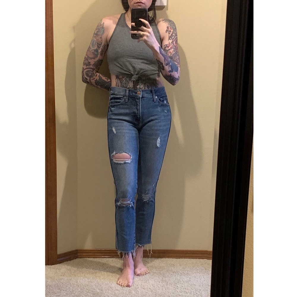 Gap Slim Straight High Rise jeans distressed denim